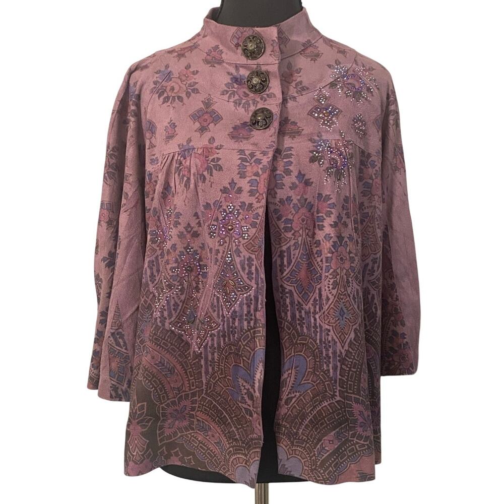 BLEU‎ XL Purple Boho Embellished Jacket Top Fairy Grunge Festival Whimsigoth Art